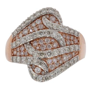 9ct Rose Gold 1.00ct Brilliant Cut Diamond Fancy Waves Ring