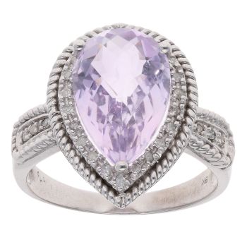 9ct White Gold 0.05ct Diamond And Topaz Ring