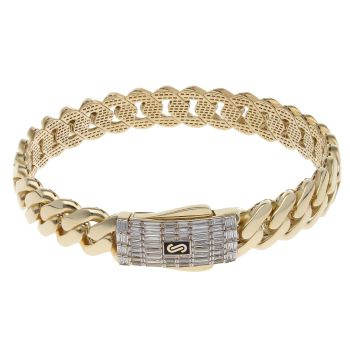 14ct Yellow Gold Monaco Classic Pave Lock Bangle
