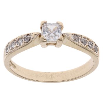 9ct Yellow Gold Cubic Zirconia Solitaire Ring