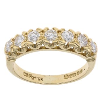 18ct Yellow Gold 0.60ct Brilliant Cut Diamond Half Eternity Ring
