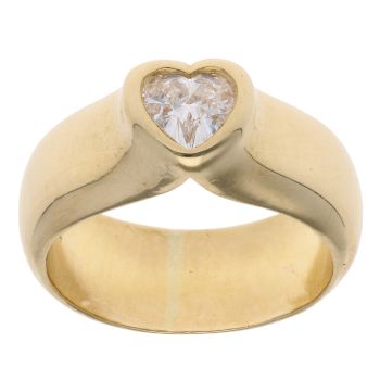 18ct Yellow Gold 0.40ct Heart Cut Diamond Solitaire Ring