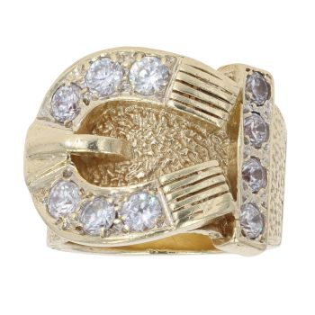9ct Yellow Gold Cubic Zirconia Buckle Ring