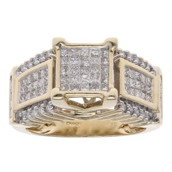 9ct Yellow Gold 1.10ct Diamond Cluster Ring