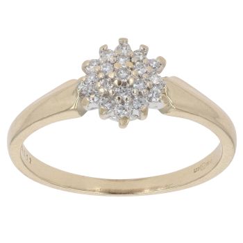 9ct Yellow Gold 0.20ct Diamond Cluster Ring