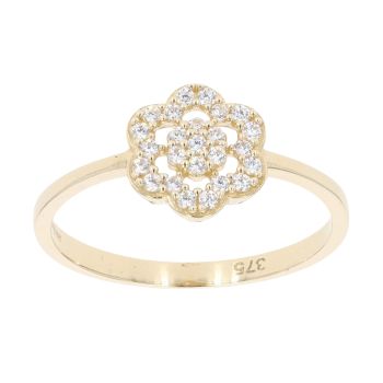 9ct Yellow Gold Cubic Zirconia Daisy Ring