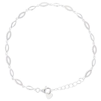 Silver Cubic Zirconia Marquise Bracelet 7.5" By Icesia