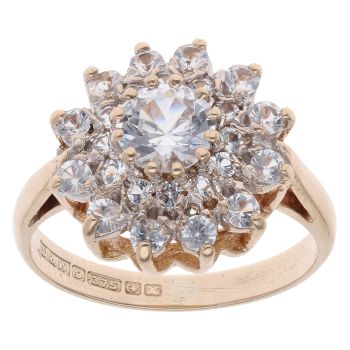 9ct Yellow Gold Cubic Zirconia Cluster Ring