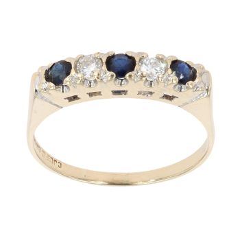 9ct Yellow Gold 0.20ct Diamond And Sapphire Ring