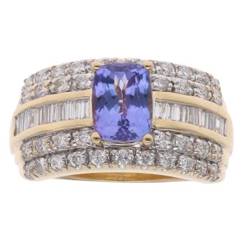 18ct Yellow Gold 1.00ct Diamond and Tanzanite Ring