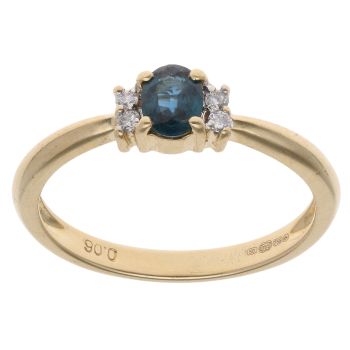 18ct Yellow Gold 0.06ct Diamond And Sapphire Ring