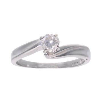 14ct White Gold 0.35ct Diamond Solitaire Twist Ring
