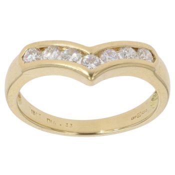 18ct Yellow Gold 0.33ct Brilliant Cut Diamond Wishbone Ring