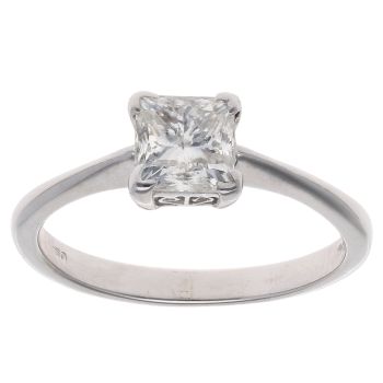 18ct White Gold 1.00ct Princess Cut Diamond Solitaire Ring
