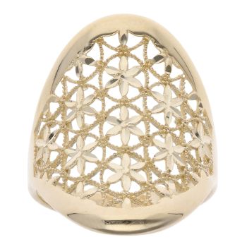 14ct Yellow Gold Open Work Flower Ring