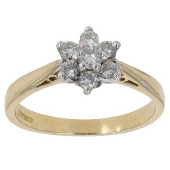 18ct Yellow Gold 0.35ct Brilliant Cut Diamond Cluster Ring
