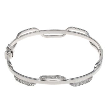 9ct White Gold Cubic Zirconia Hinged Bangle