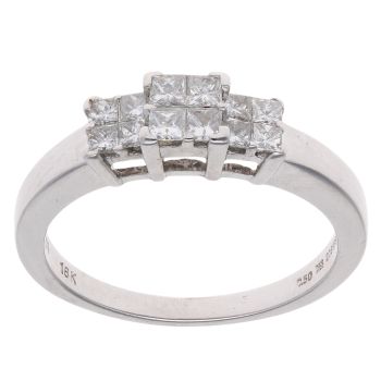 18ct White Gold 0.50ct Princess Cut Diamond Cluster ring