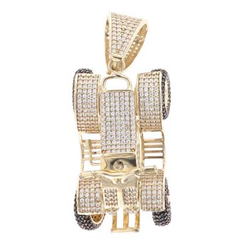 9ct Yellow Gold Cubic Zirconia Quad Bike Pendant