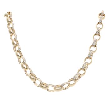 9ct Yellow Gold Cubic Zirconia Belcher Chain 22"
