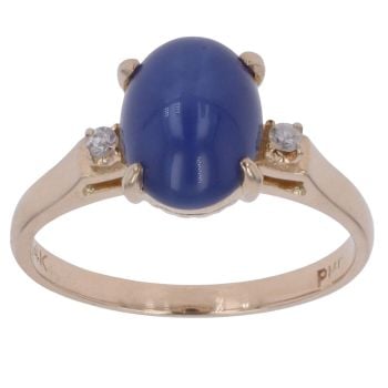14ct Yellow Gold 0.04ct Diamond and Sapphire Solitaire Ring