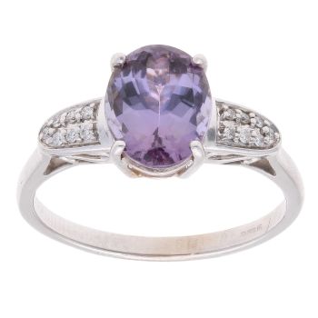 9ct White Gold 0.15ct Diamond And Tanzanite Ring
