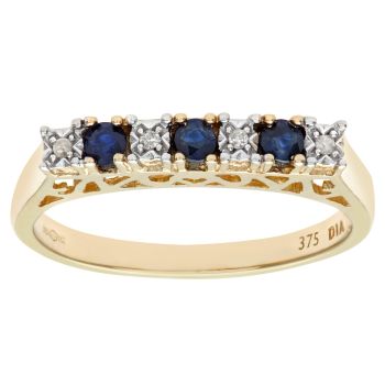 9ct Yellow Gold Sapphire and Diamond Eternity Ring