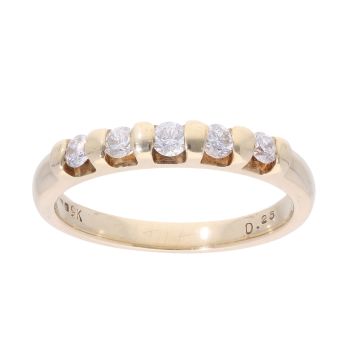 9ct Yellow Gold 0.25ct Diamond Five Stone Eternity Ring