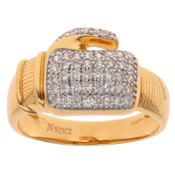 Silver Gold Plated Cubic Zirconia Boxing Glove Ring