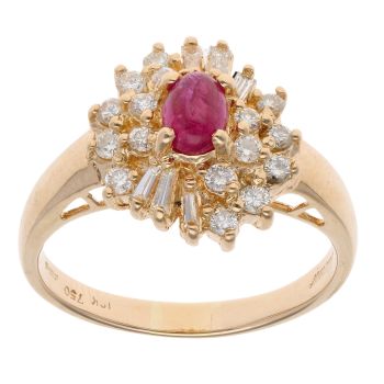 18ct Yellow Gold 0.50ct Diamond and Ruby Cluster Ring