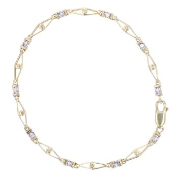 9ct Yellow Gold 0.05ct Diamond and Tanzanite Bracelet 7.5"