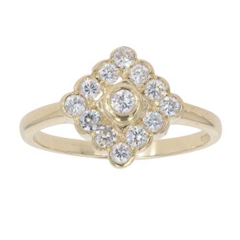 9ct Yellow Gold Cubic Zirconia Cluster Ring