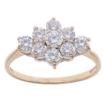 14ct Yellow Gold Cubic Zirconia Cluster Ring