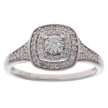 9ct White Gold 0.26ct Diamond Cluster Ring