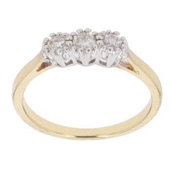 18ct Yellow Gold 0.25ct Brilliant Cut Diamond Trilogy Ring