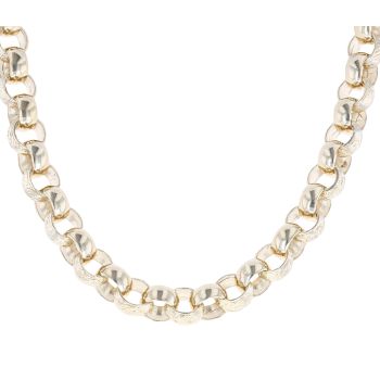 9ct Yellow Gold Patterned and Plain Belcher Chain 24"