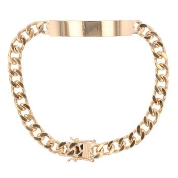 9ct Yellow Gold ID Curb Bracelet 8"