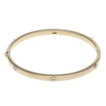 9ct Yellow Gold Screw Patterned Hollow Hinged Bangle