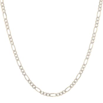 9ct Yellow and White Gold Diamond Cut Figaro Chain 18"