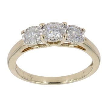 9ct Yellow Gold 0.50ct Brilliant Cut Diamond Trilogy Ring