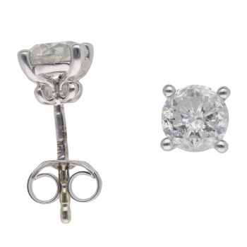 9ct White Gold 1.00ct Brilliant Cut Diamond Stud Earrings