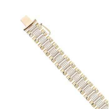 9ct Yellow Gold Cubic Zirconia Watch Style Bracelet 9"
