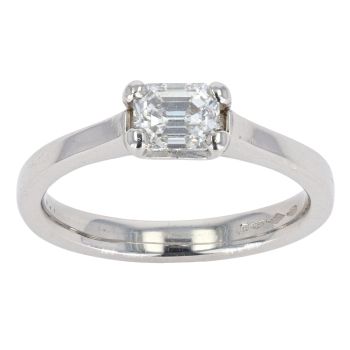 Platinum 0.50cts Emerald Cut Diamond Solitaire Ring