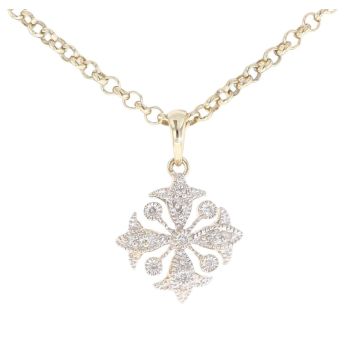 9ct Yellow Gold 0.10ct Diamond Fancy Pendant And Chain 18"