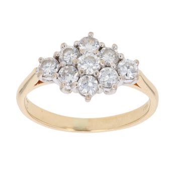 18ct Yellow Gold Cubic Zirconia Cluster Ring