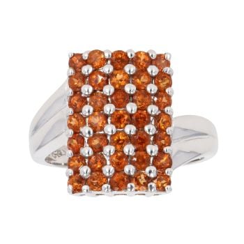 9ct White Gold Orange Gemstone Cluster Ring