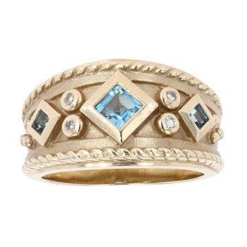 9ct Yellow Gold 0.05ct Apatite And Cubic Zirconia Ring