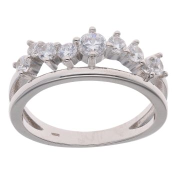 Silver Cubic Zirconia Stoneset Fancy Ring by Icesia