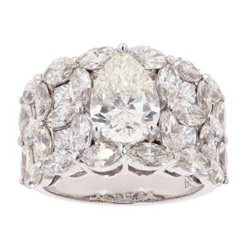 18ct White Gold 6.75ct Pear And Marquise Cut Diamond Ring