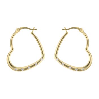 Gold Plated Silver Cubic Zirconia Heart Hoop Earrings